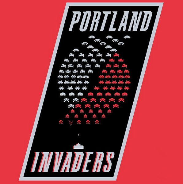 Portland Invaders logo fabric transfer
